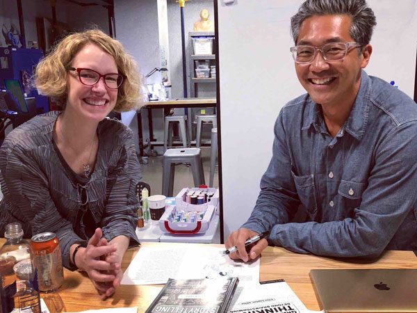 Ellen Lupton and Jefferson’s Dr. Bon Ku sitting at a table