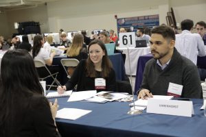 Alumni Britt Chapman and Javier Villarroel returned to campus to interview students for design firm Varenhorst
