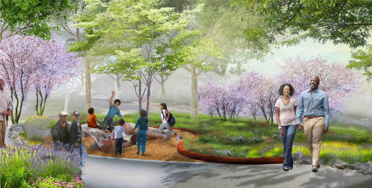 Rendering of a student's landscape architecture work.