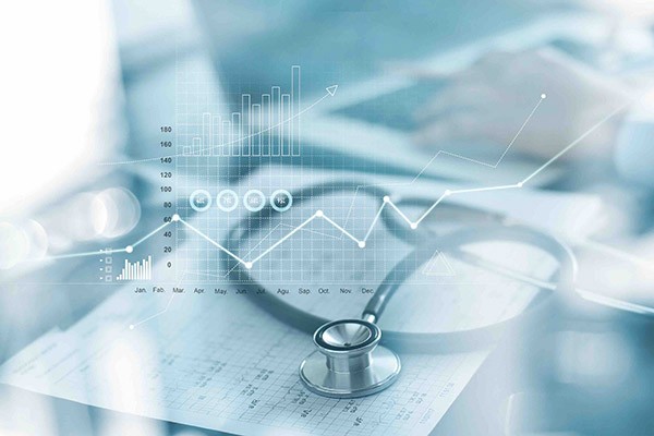 Healthcare business graph and Medical examination and businessman analyzing data and growth chart on blured background (Healthcare business graph and Medical examination and businessman analyzing data and growth chart on blured background, ASCII, 119