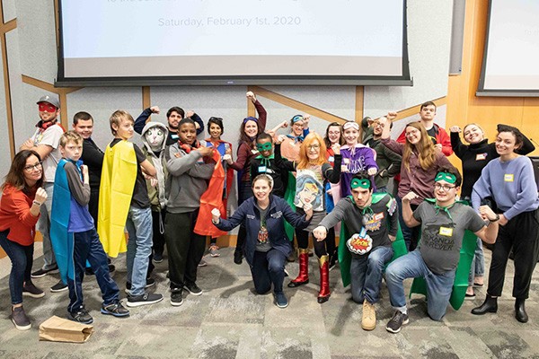Superhero workshop with Jefferson medical student, tweens and teens with autism
