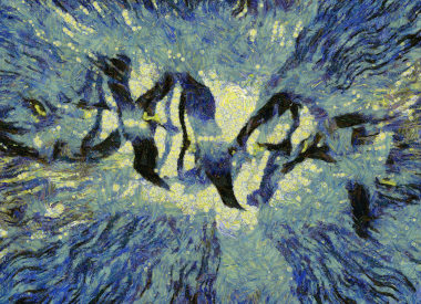 painting of a DNA strand