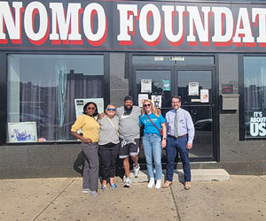 Event attendees (l-r) included Jefferson’s Nicole Dugan and Michelle Swartz, NoMo CEO and Executive Director Rickey Duncan, and Jefferson’s Leigh V. Leonard and Ricker Adkins.