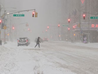 New York City in snow storm blizzard on February 1st 2021