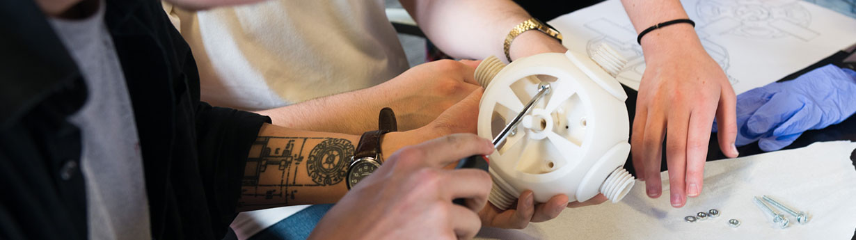 Students collaborating on a BS Industrial Design project at Thomas Jefferson University
