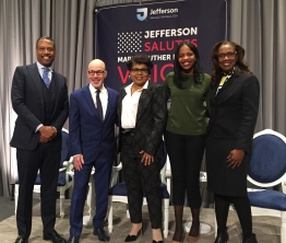 Stephen Klasko and others with April D. Ryan