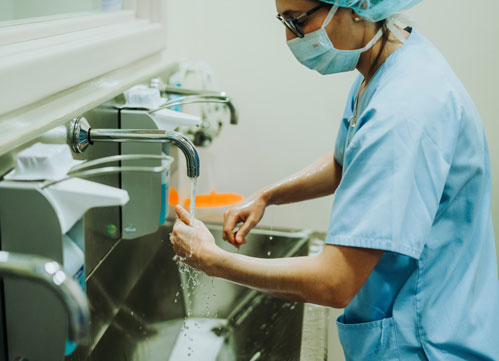 Nurse washing hands