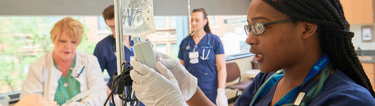 Student training at Thomas Jefferson University's 1 Year Accelerated BSN (ABSN+) Program  