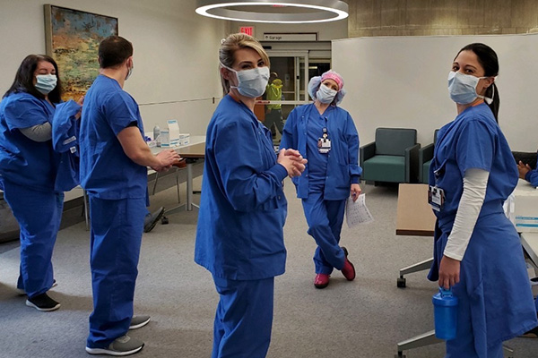 Jefferson nurses wearing masks