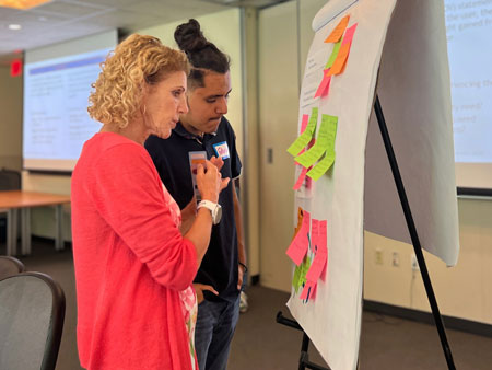 Participants in the practice Design Thinking session brainstormed solutions.
