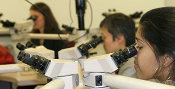 close up of student in a lab