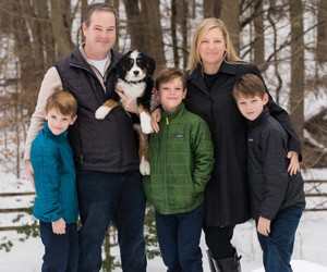 Stephanie Caterson with her husband, three children, and dog