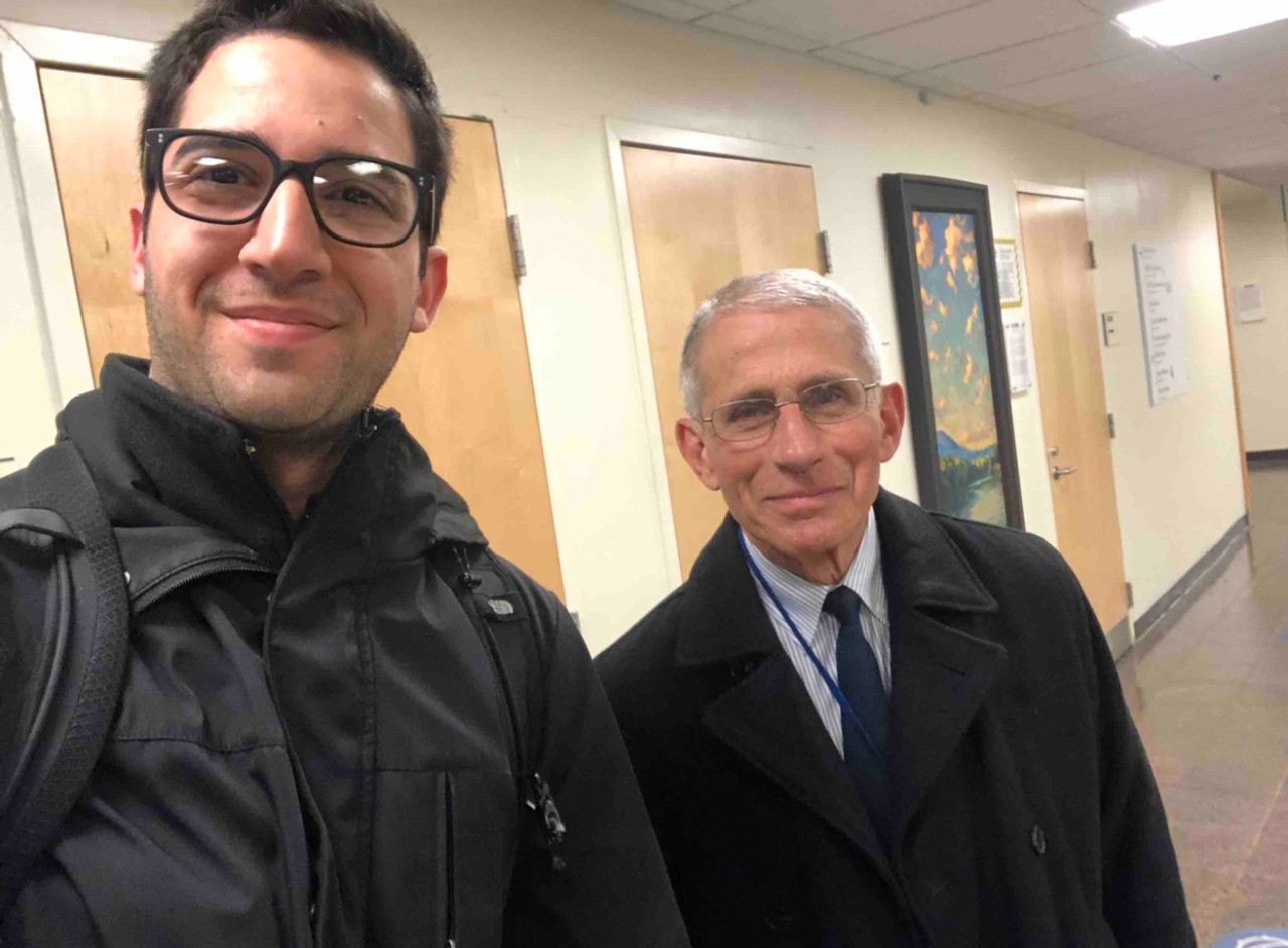 Selfie of student Mark Shapses with Dr. Anthony Fauci