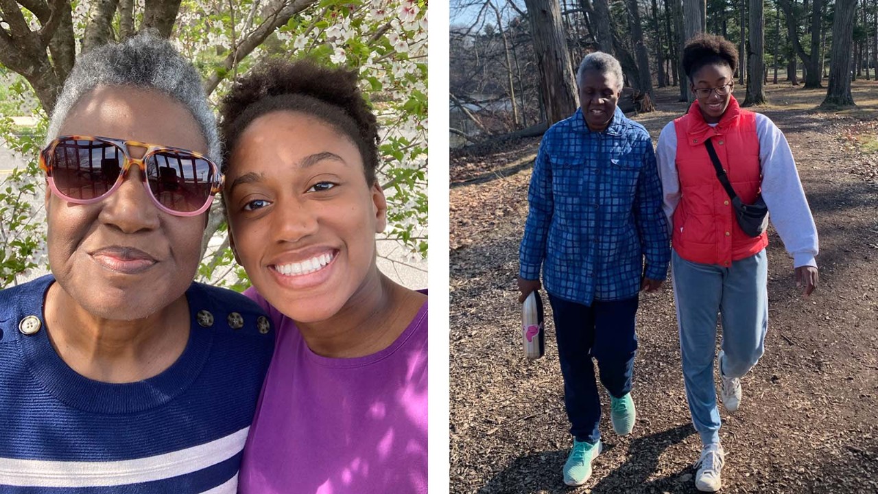 This image shows two photos of Hannah Clarke and her mother, Claudine Clarke, MD