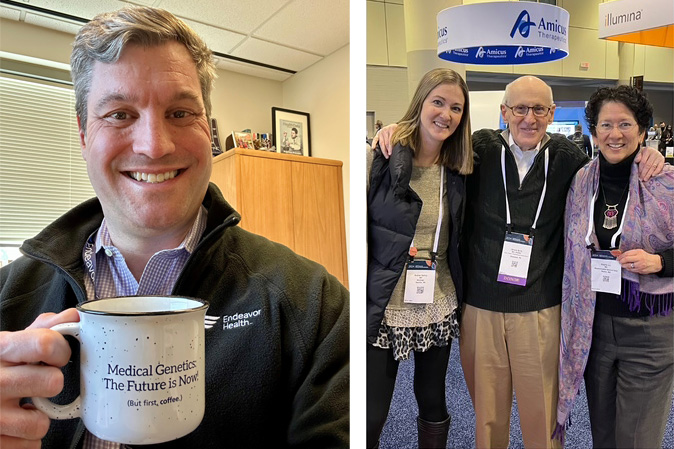 This image shows Peter Hulick, MD ‘01 (left) alongside Andrea Seeley, MD, ’09; Gerard Berry, MD ’75; and Angela Elizabeth Lin, MD ’80 (right)