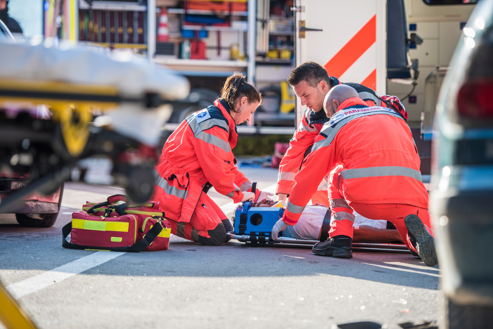 Paramedics providing care
