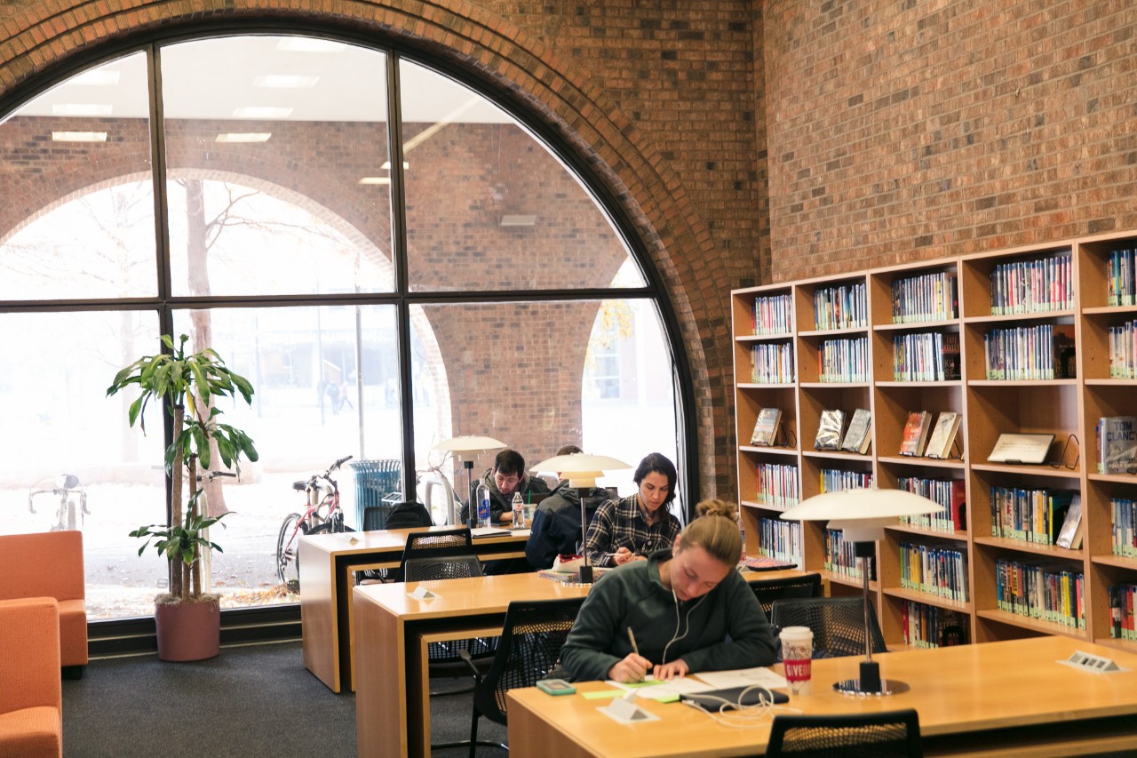 Students sitting in a lounge