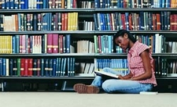 student studying in Library 