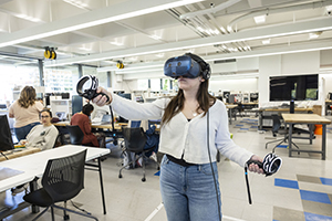 student studying virtual reality