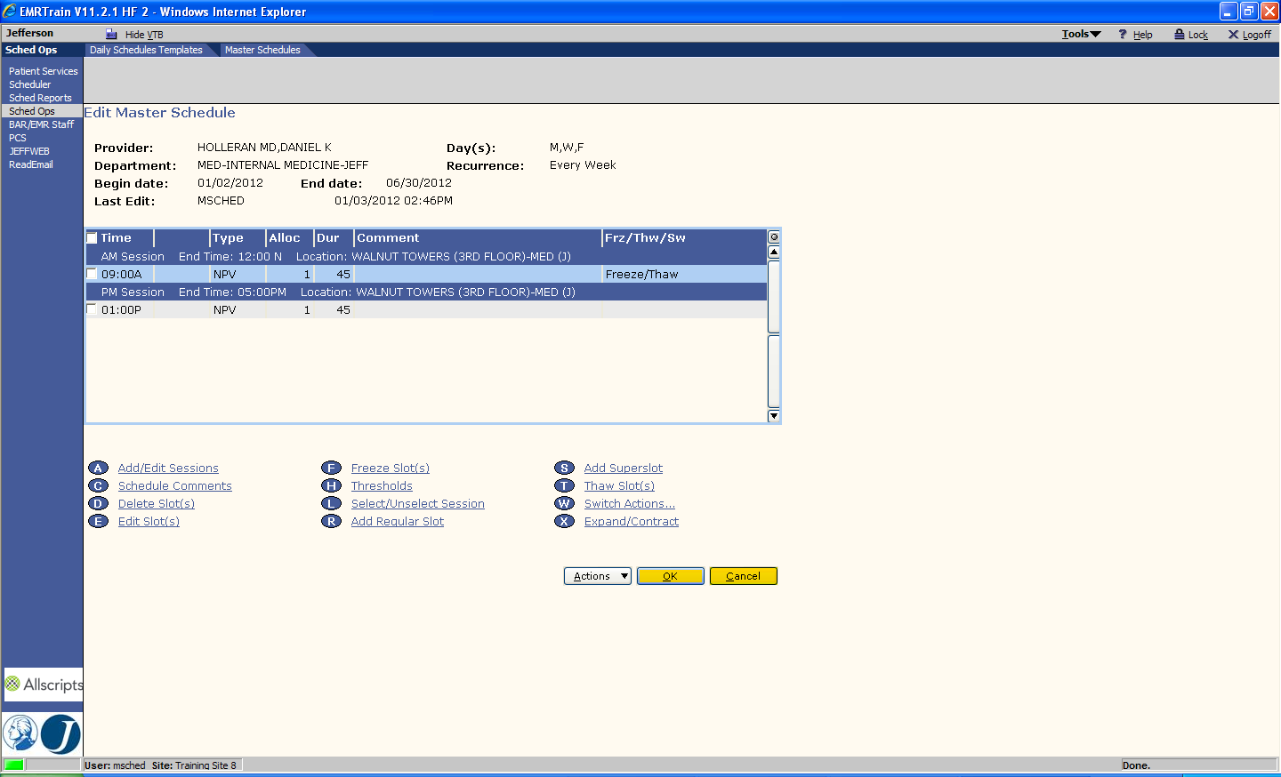 allscripts master scheduling information services technology