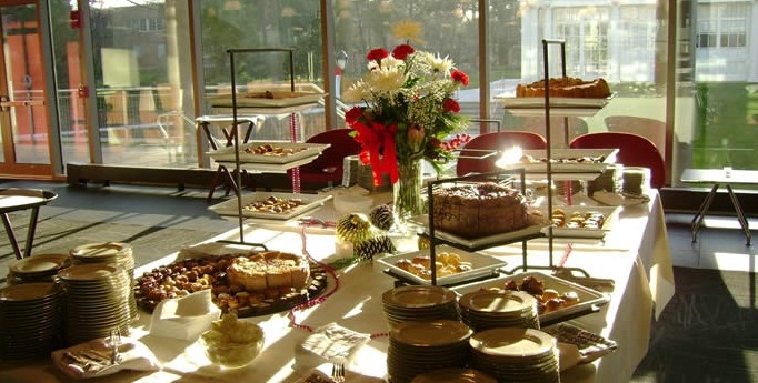 Catered buffet on a table
