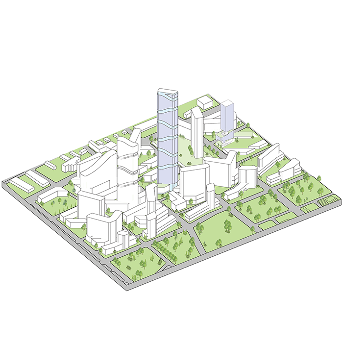 Axonometric view of East Vine Green City