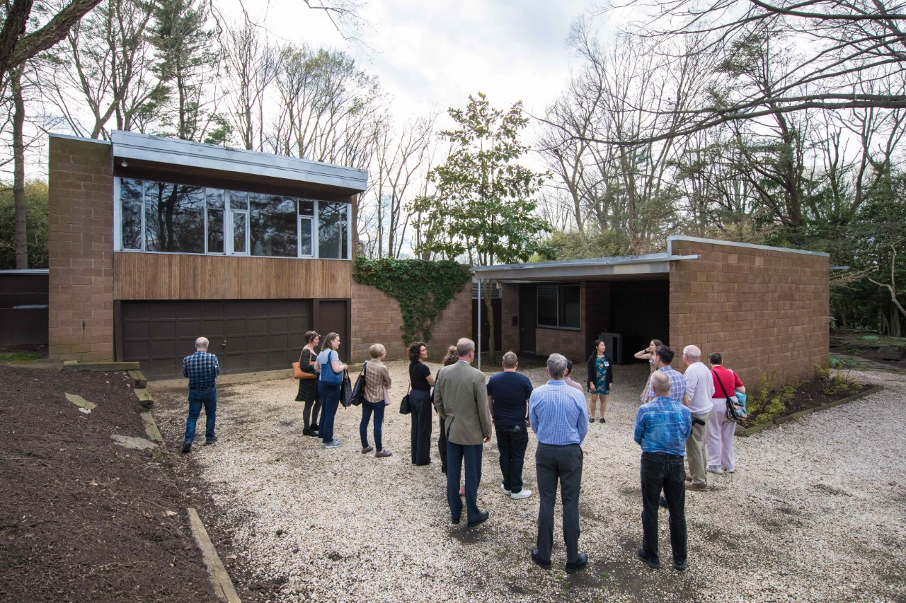 The driveway and carport were designed for the original owner’s collection of Bugatti cars.