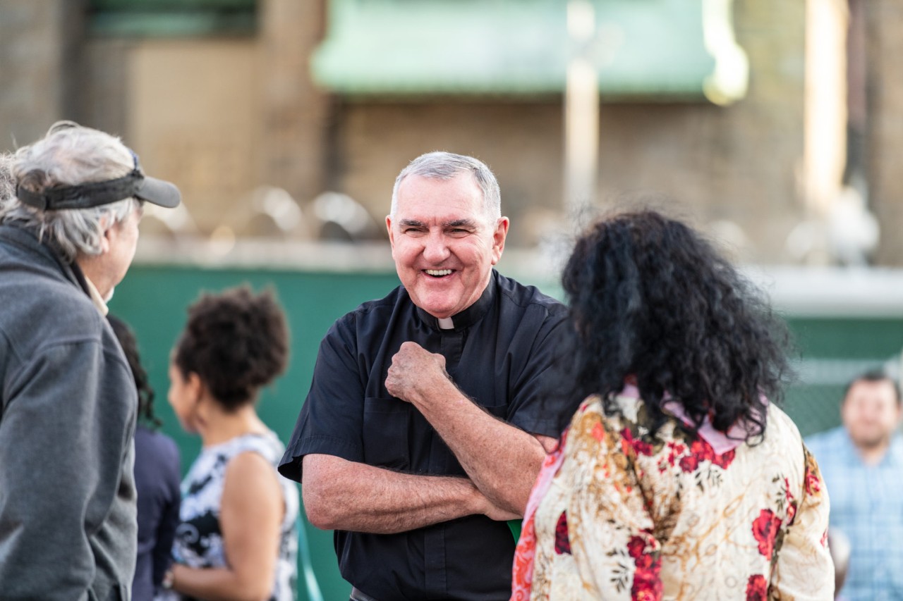 Rev. Monsignor Hugh Shields, a pastor with St. Thomas Aquinas, thanked