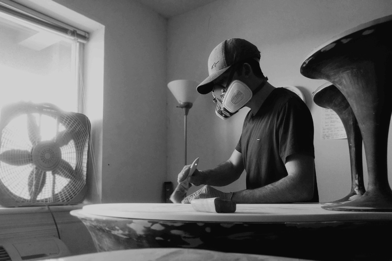 Sam Pawlak works in his studio