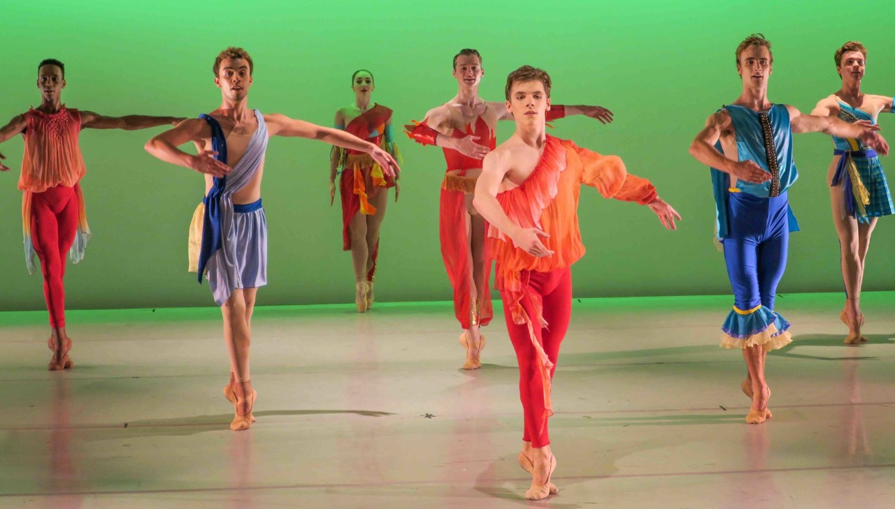 Ballet dancers perform on stage
