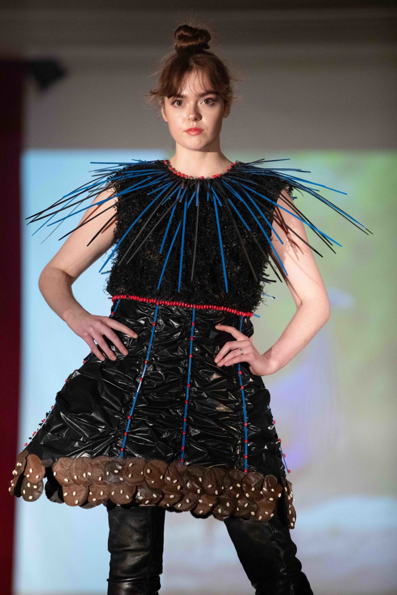 Model walking down runway