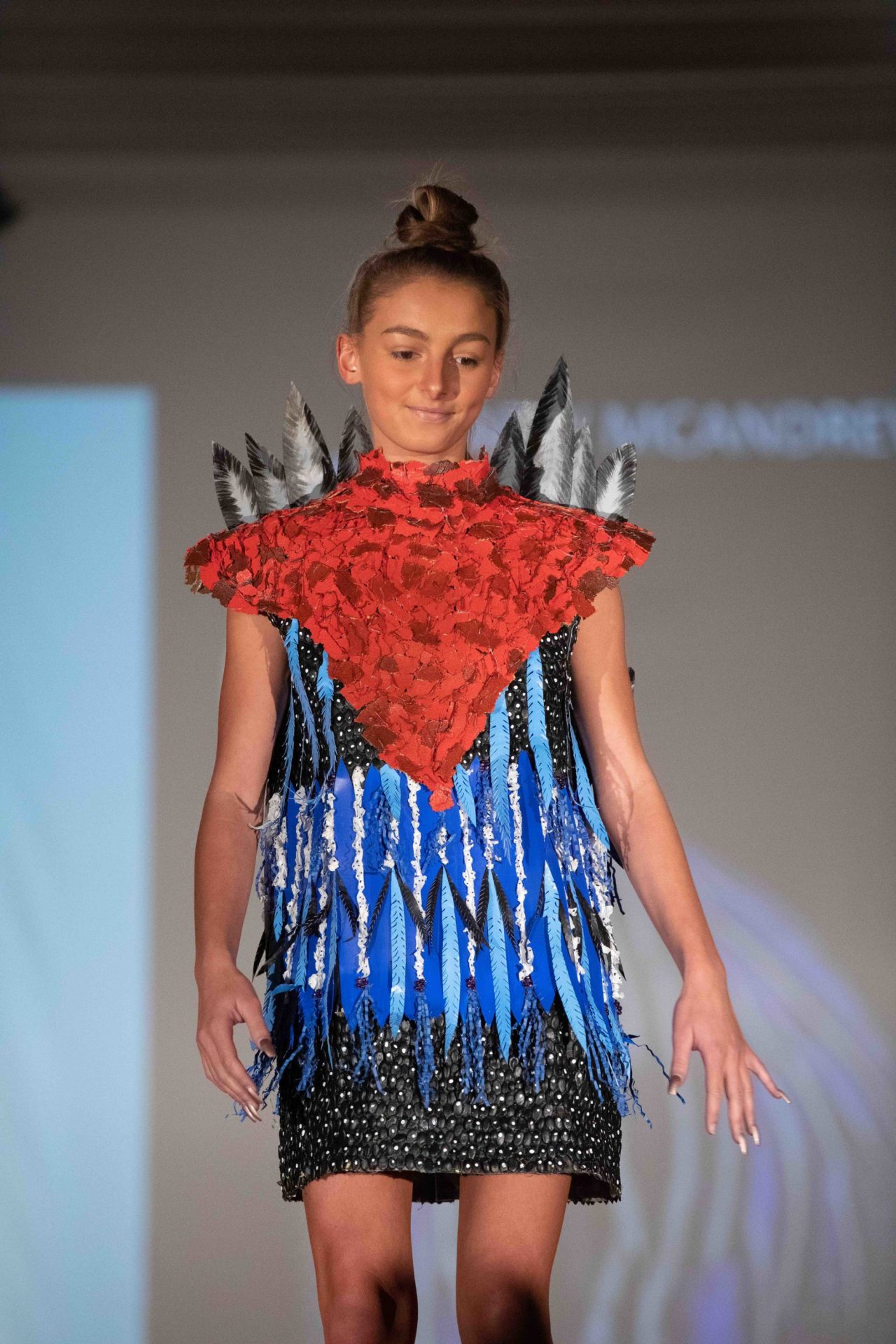 Model walking down runway
