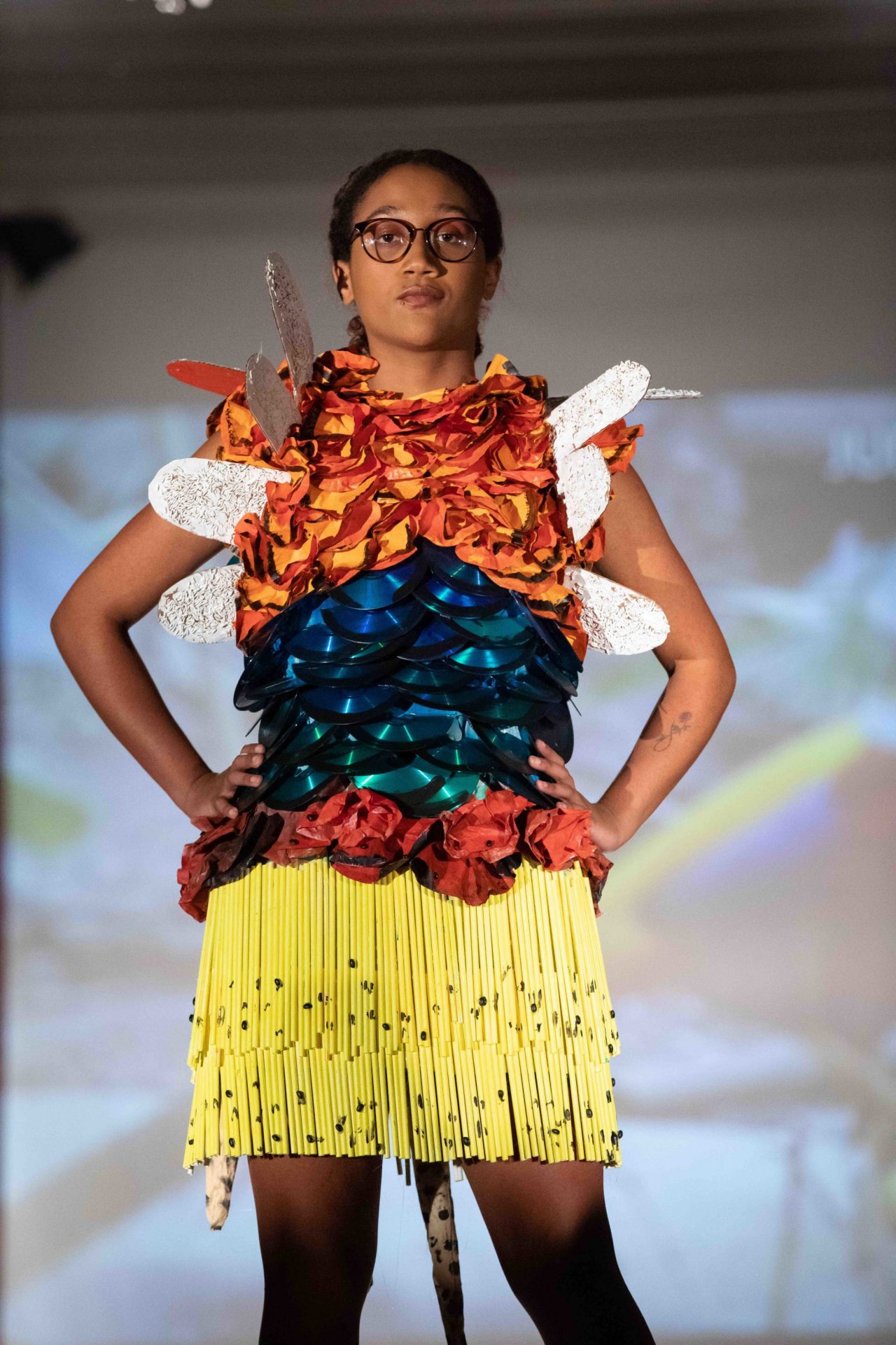 Model walking down runway