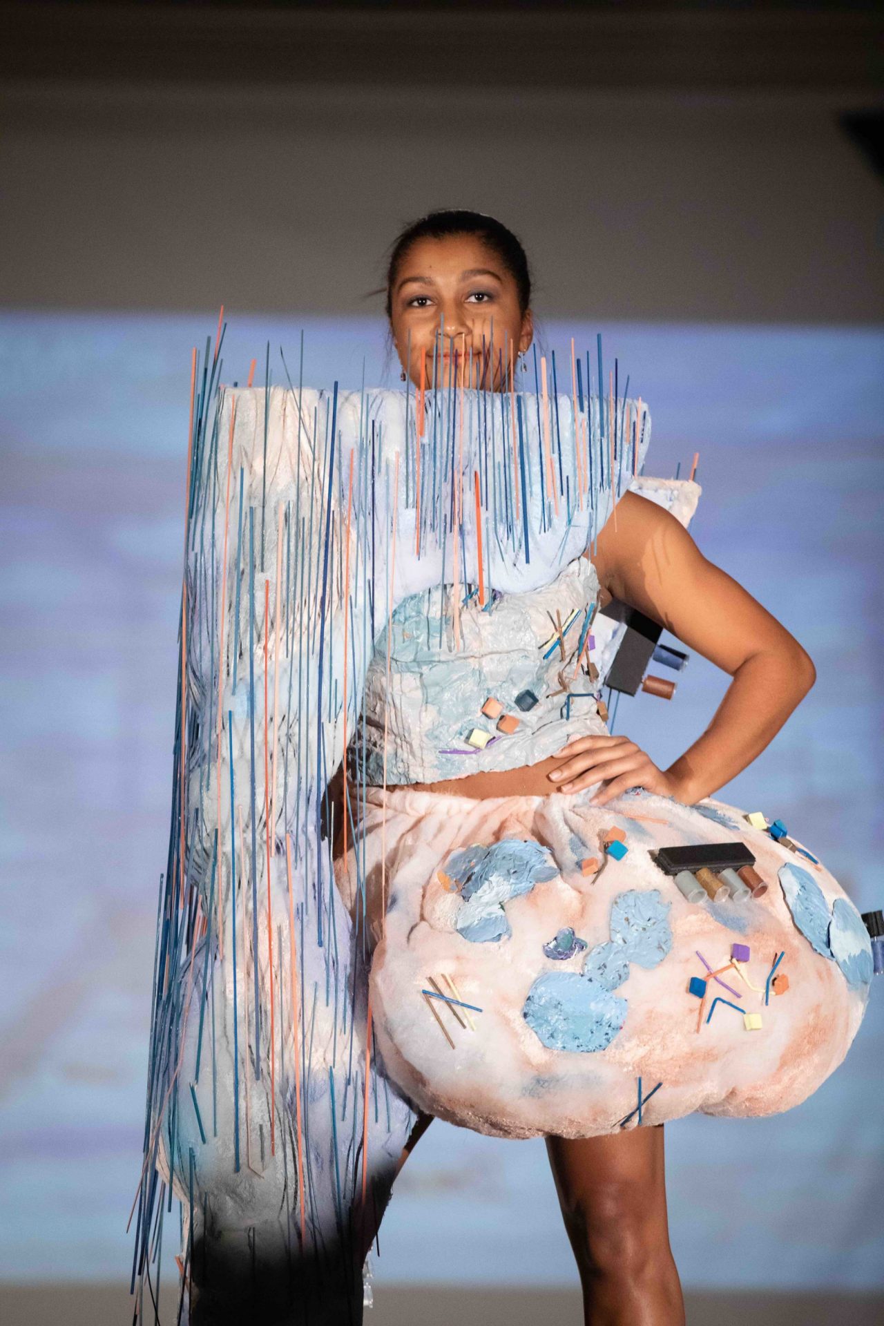 Model walking down runway