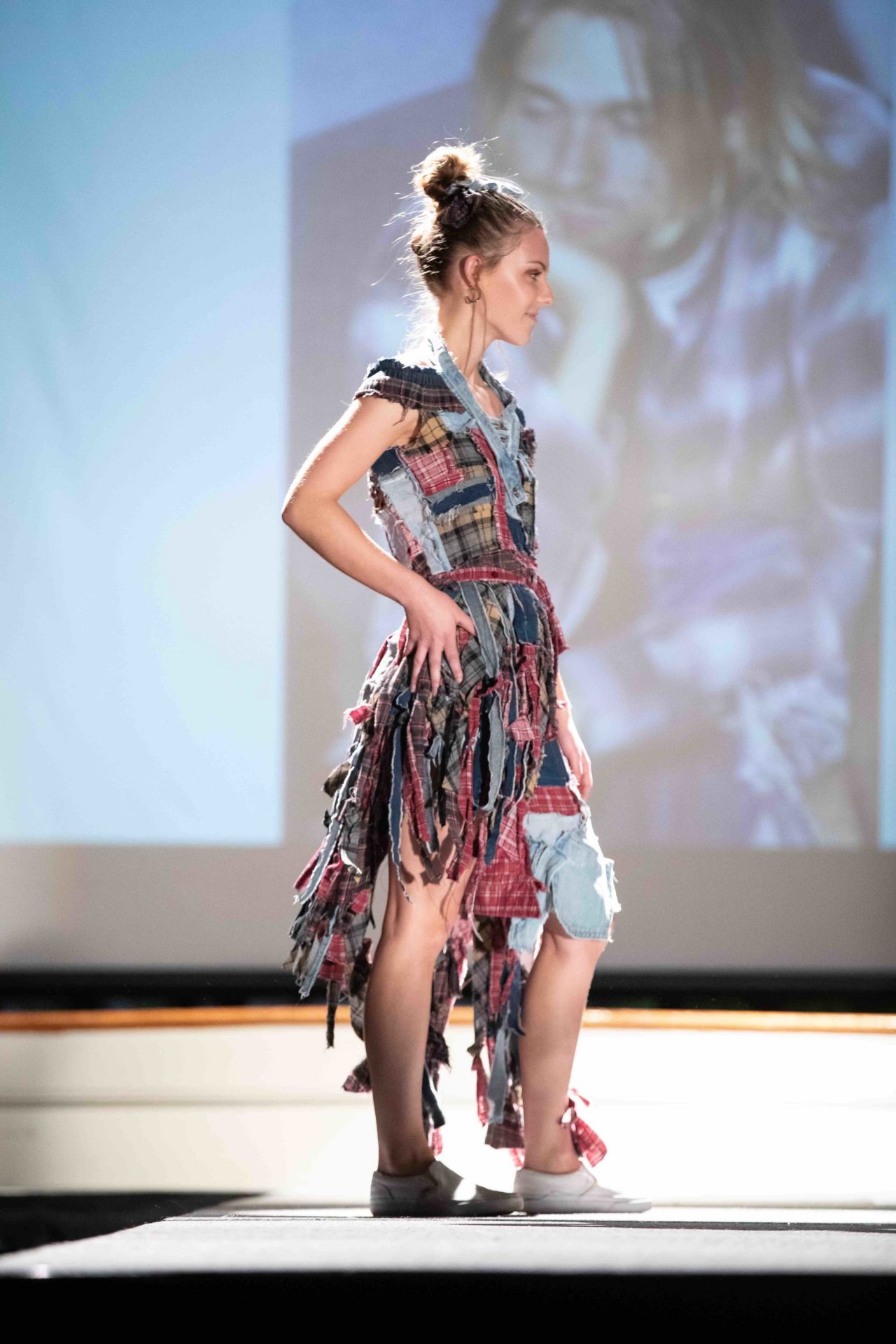 Model walking down runway