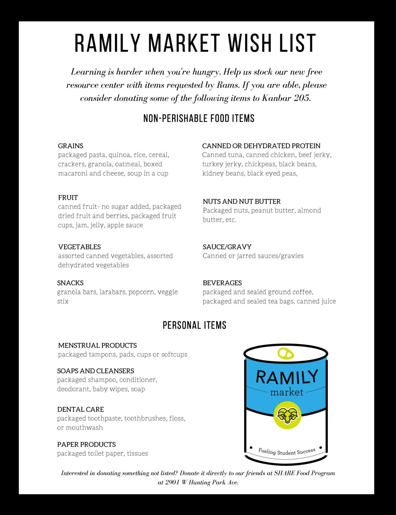Ramily Market Wish List
