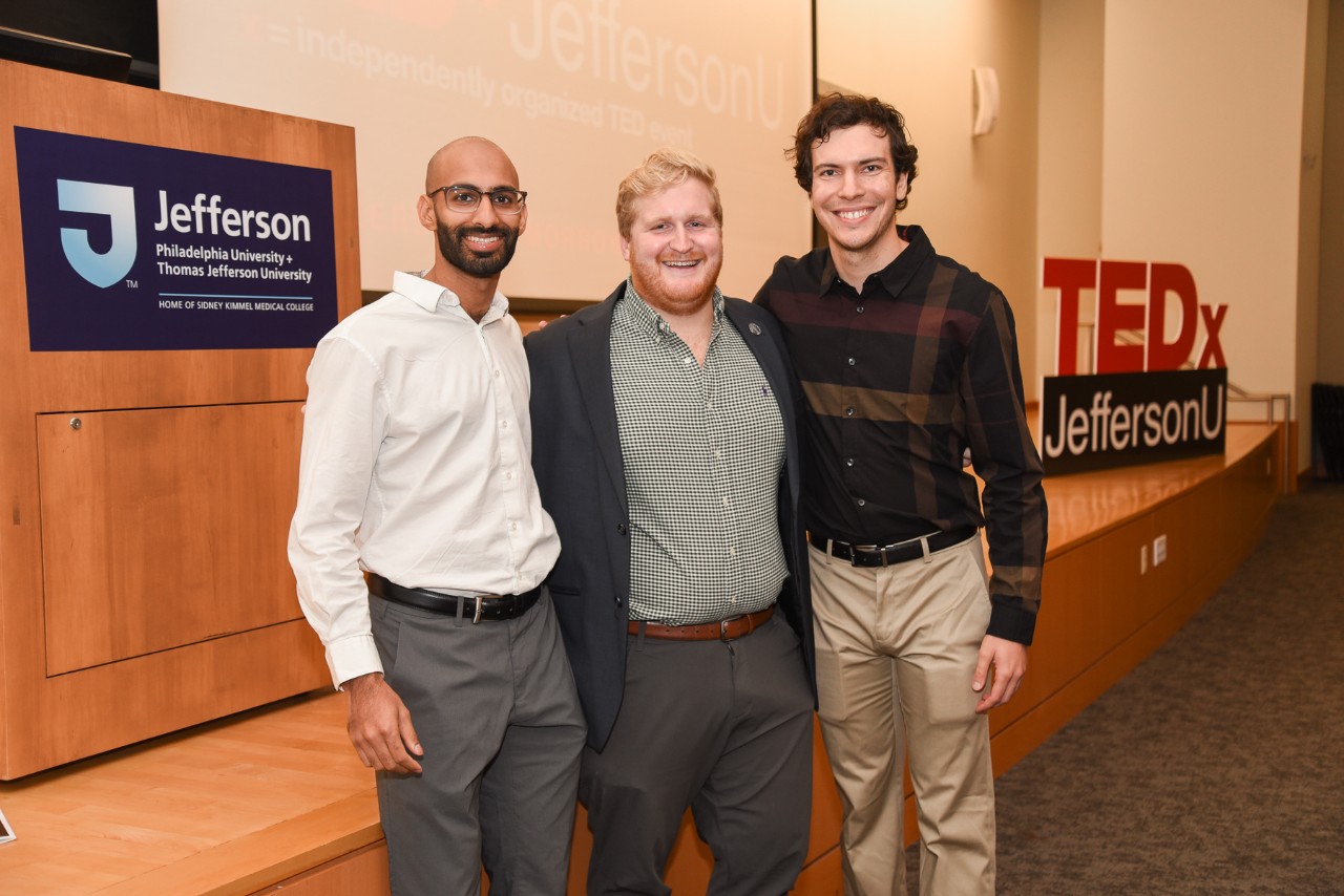 Sidney Kimmel Medical College students Saami Zakaria, David Wilson and Shandon Coffman organized TEDx at Jefferson.