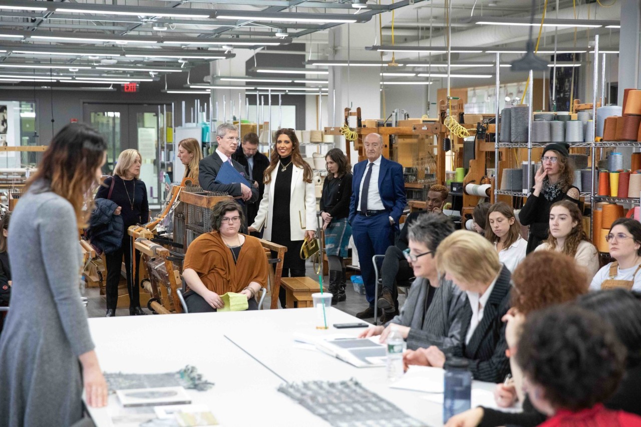 Lavinia Biagiotti Cigna tours Jefferson's campus.
