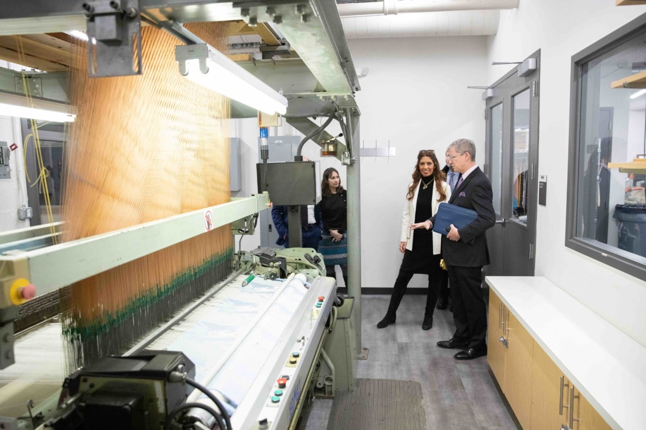 Lavinia Biagiotti Cigna tours Jefferson's campus.