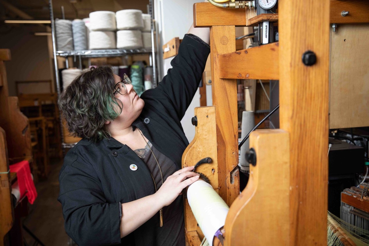 Heather Kelly in the textile studio