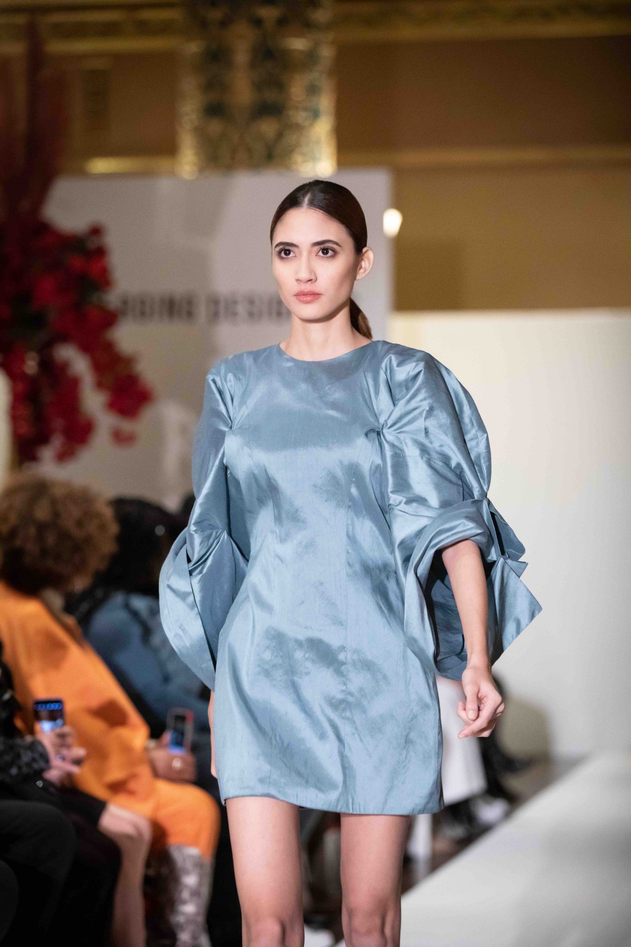 Model walks down the runway at NYFW
