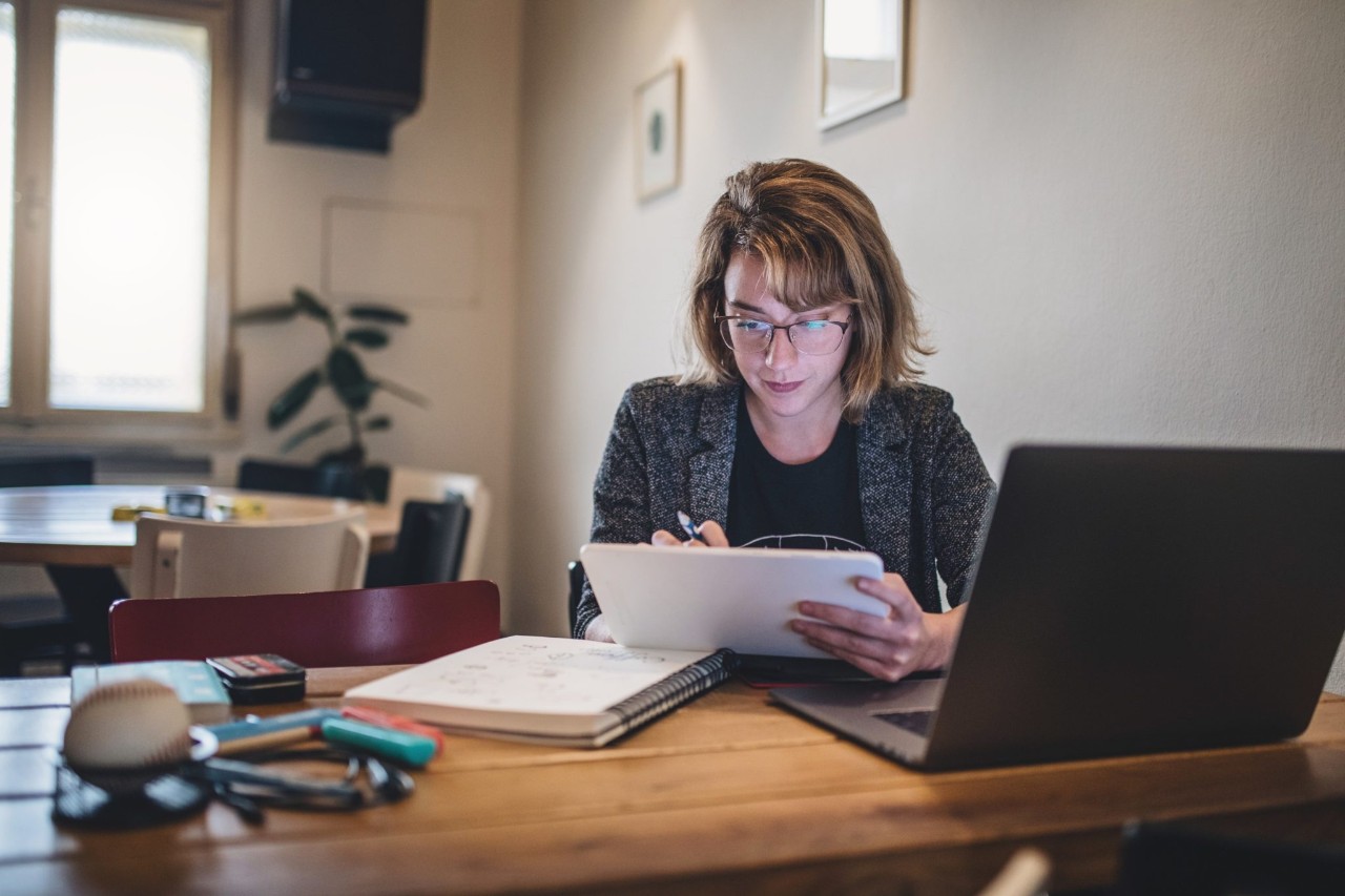 Student working at home