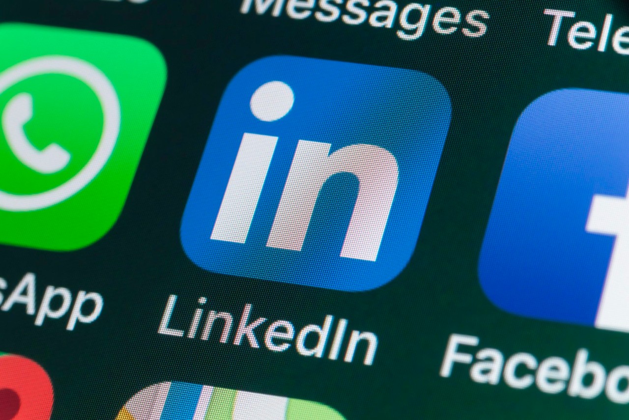 Close up on Linkedin app icon on phone
