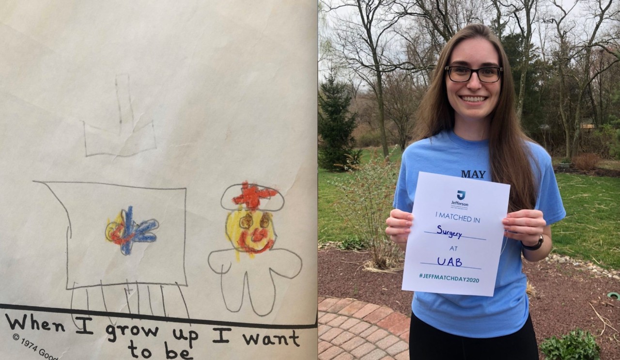 Student holding a Match Day sign