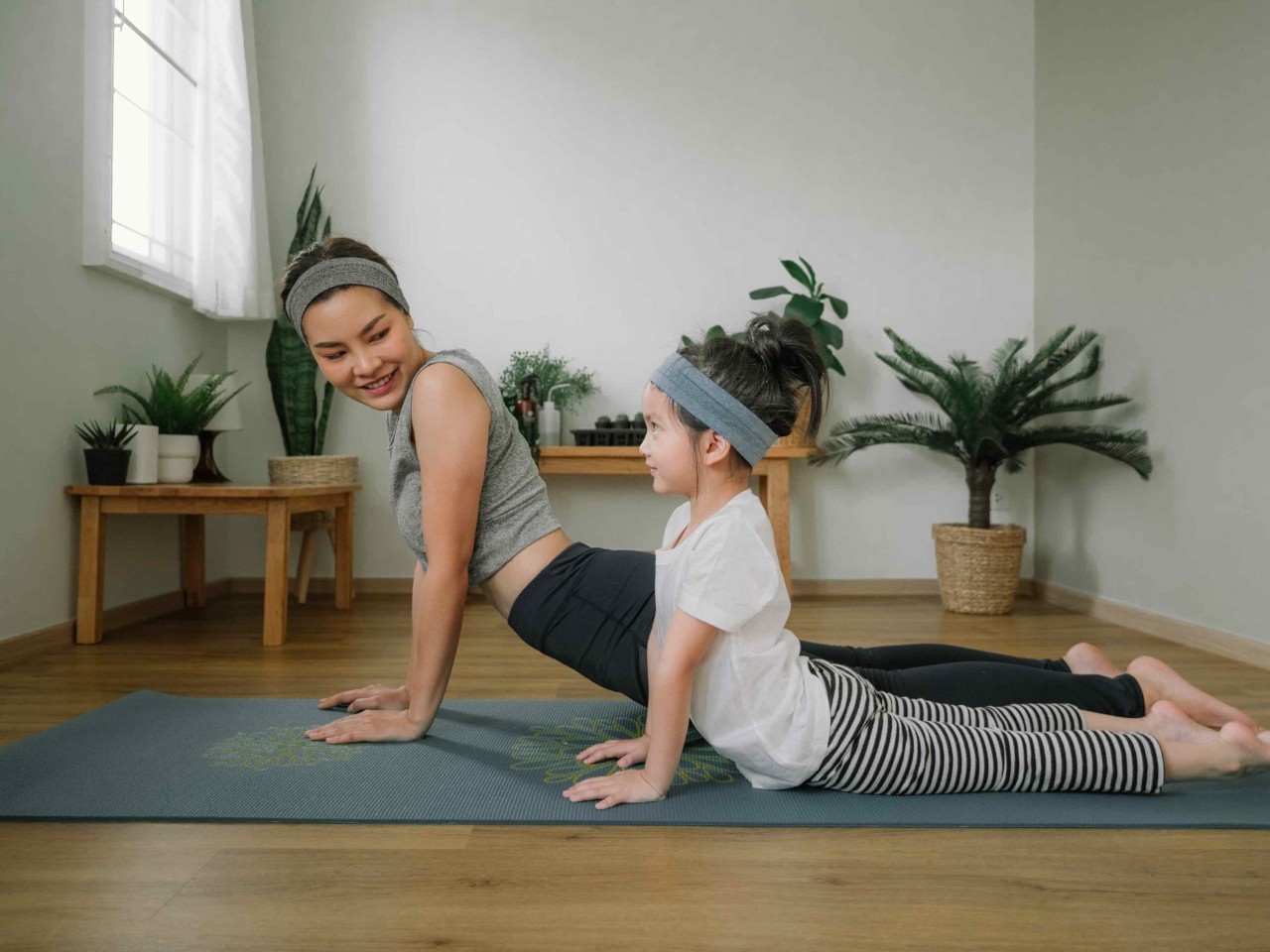 Family doing yoga together