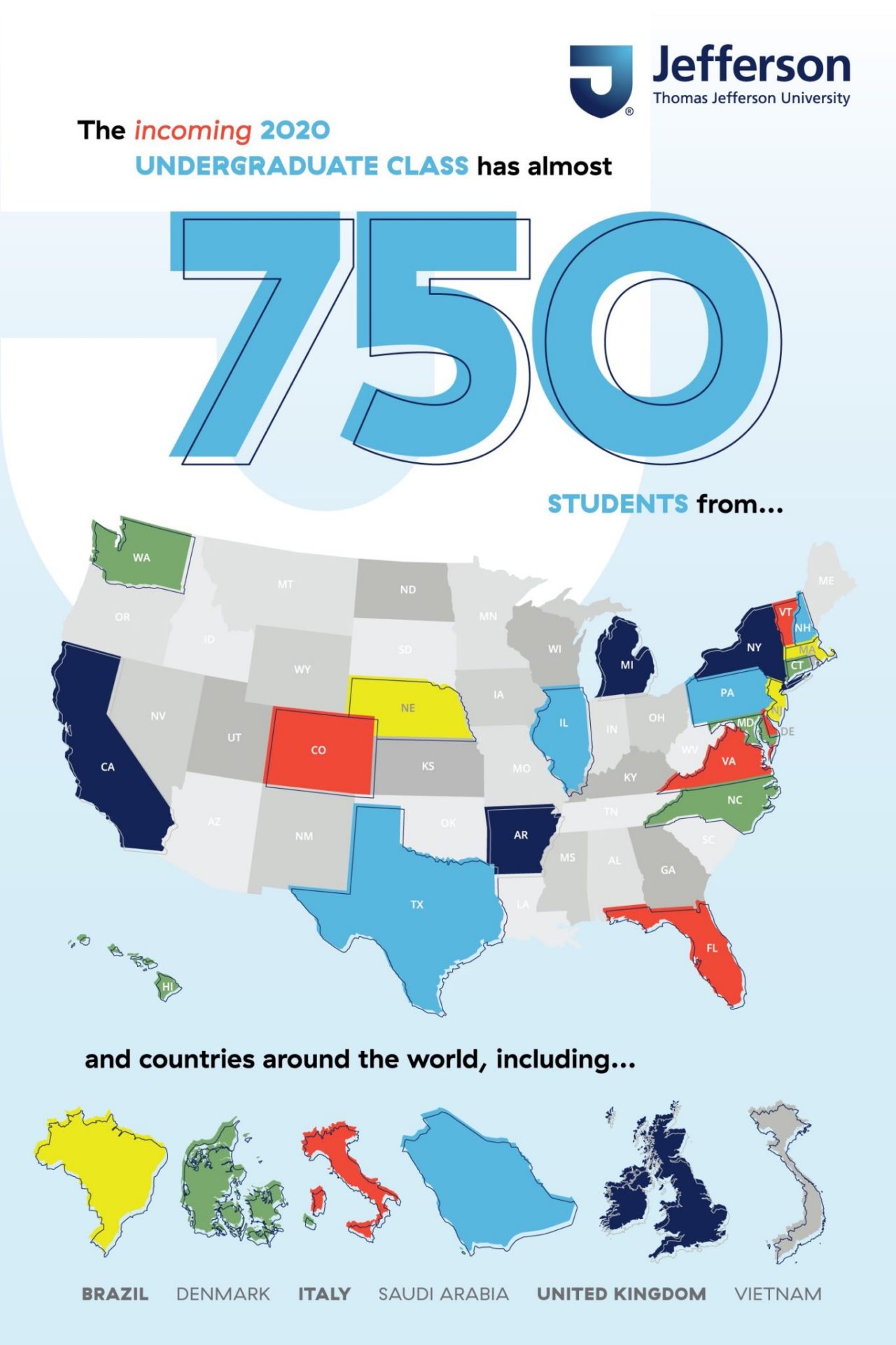 Graphic of where all the new students are from