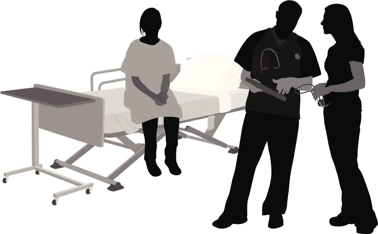 silhouette image of doctor's office
