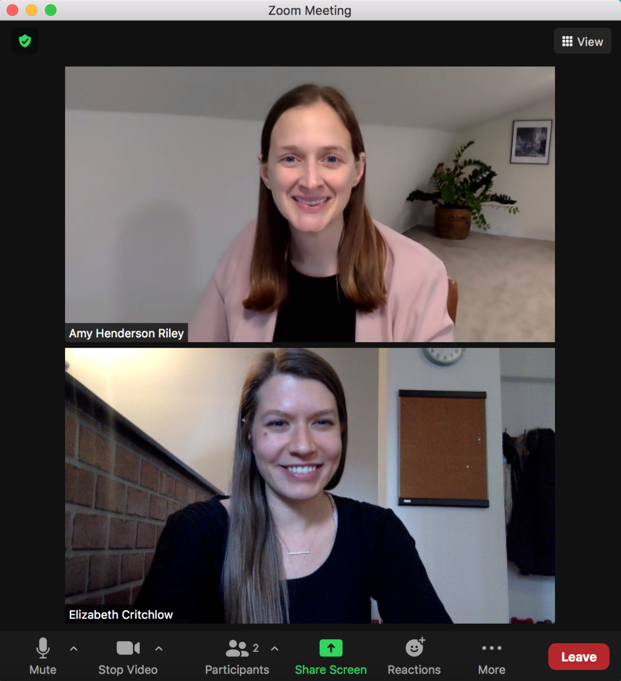 two women on Zoom