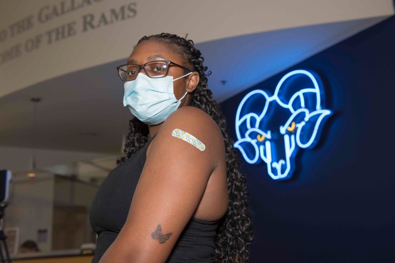 Jefferson student Saddiya Lowry-White received her vaccine