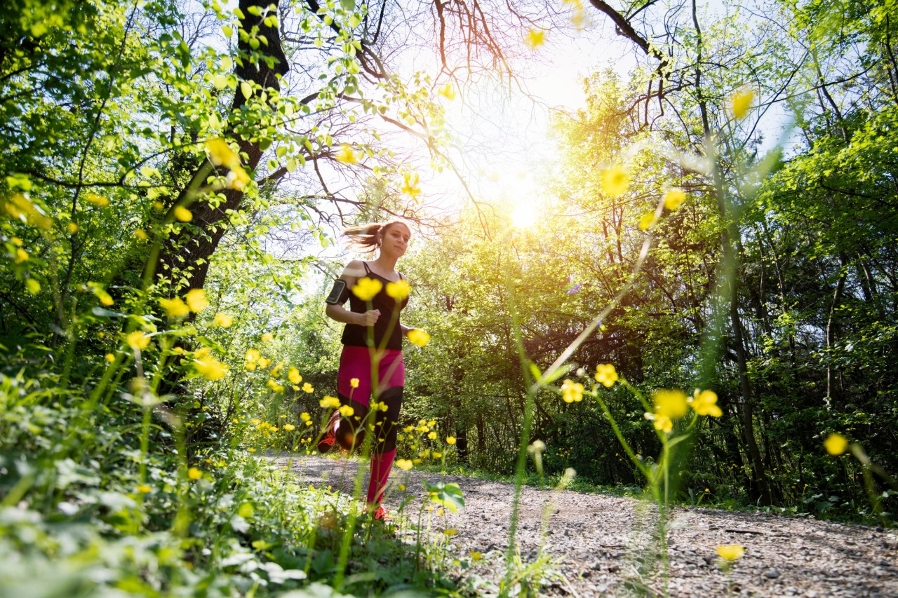 woman running on a trail